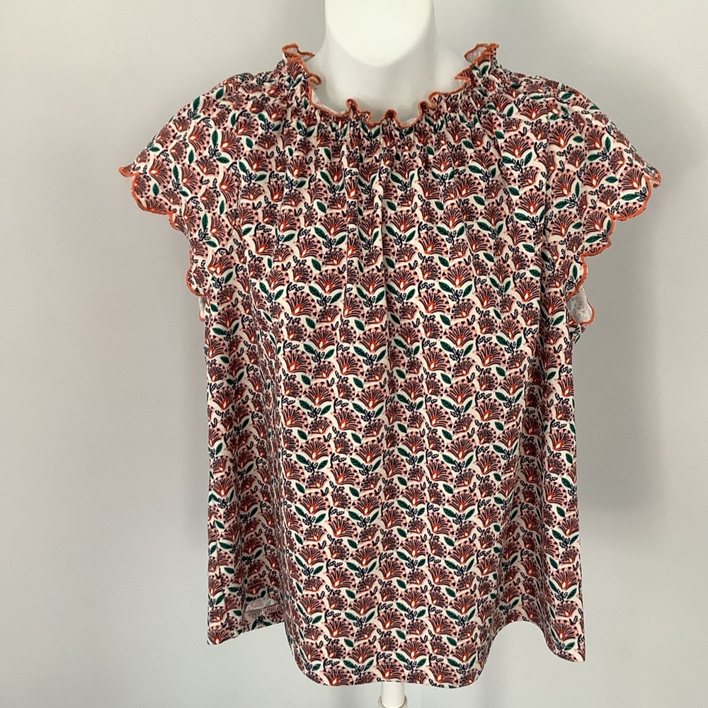 MELLODAY Multicolor Floral Stretch Fabric Top Sz. L